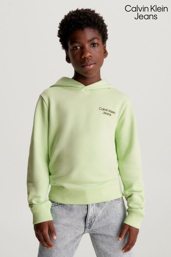Calvin Klein Jeans Green Stack Logo Hoodie (Q85559) | £65