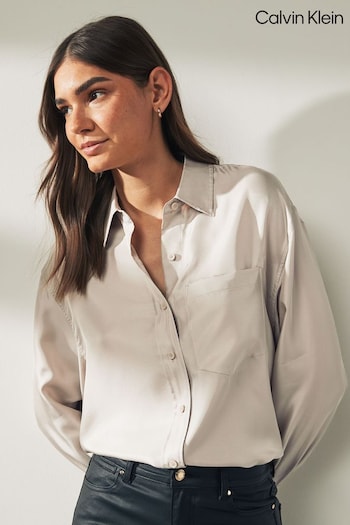 Calvin Klein Grey Silk Relaxed Shirt (Q85560) | £250