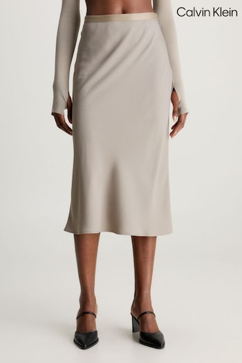 Calvin Round Klein Grey Recycled Midi Skirt (Q85573) | £150