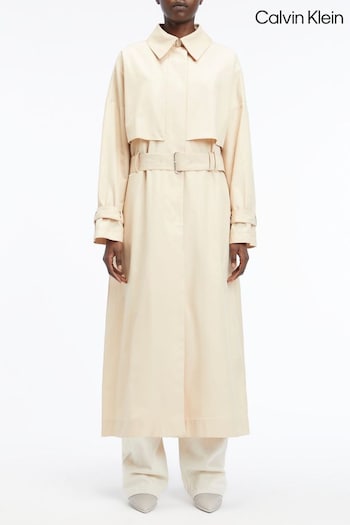 Calvin femme Klein Cream Wool Blend Straight Dress (Q85577) | £280