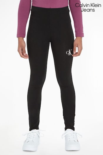 Calvin Klein Jeans Black Monogram Logo Leggings (Q85578) | £40