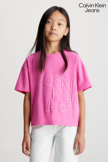 Calvin Klein Jeans Pink Puff Hero Logo T-Shirt (Q85587) | £23