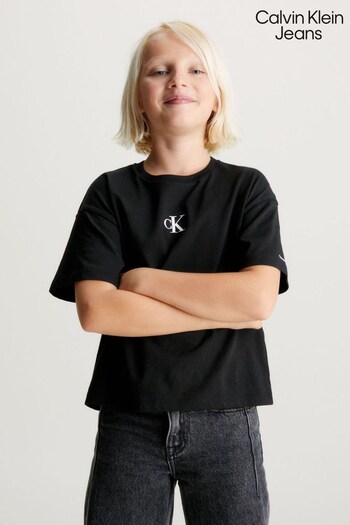 Calvin K50K509488 Klein Jeans Black Logo Boxy T-Shirt (Q85589) | £18