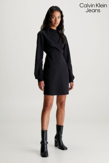 Calvin Klein Jeans Wrap Sweater Black Dress (Q85595) | £110