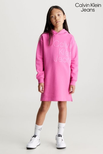 Calvin Klein Jeans Pink Puff Hero Logo Sweat Action Dress (Q85604) | £60