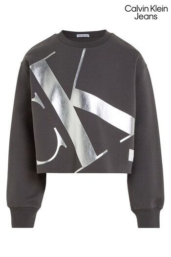 Calvin Klein Jeans Grey Mercury Monogram Sweatshirt (Q85613) | £70