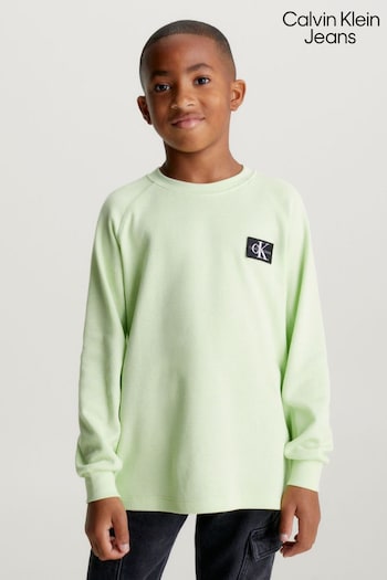 Calvin format Klein Jeans Green Modern Waffle Long Sleeve T-Shirt (Q85615) | £32