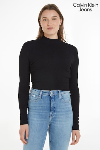 Calvin Dynamic Klein Jeans Split Wrap Black Top (Q85617) | £55