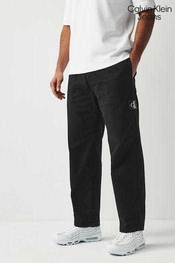 Calvin Klein Jeans Black Trim Woven embroidered Trousers (Q85618) | £100