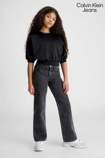 Calvin Klein Jeans High Rise Wide Leg Black Jeans (Q85629) | £60