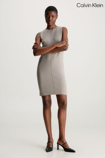 Calvin Klein Fine Wool Shift Brown Dress (Q85631) | £160