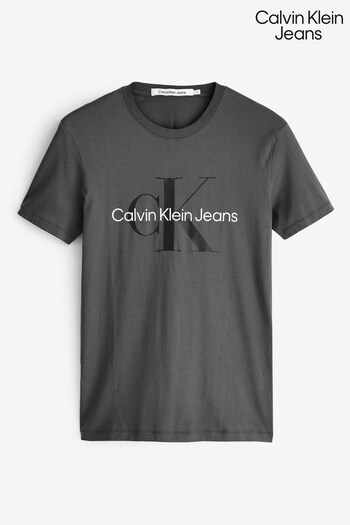Calvin Marvin Klein Jeans Grey Seasonal Monologo T-Shirt (Q85645) | £45