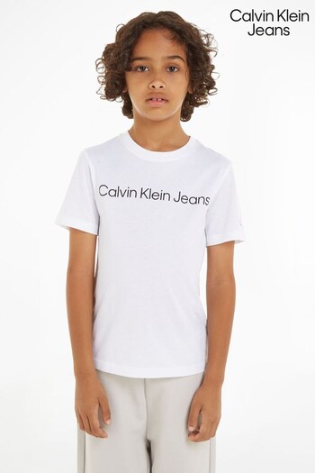 Calvin Klein Jeans Kids White Logo T-Shirt (Q85652) | £18