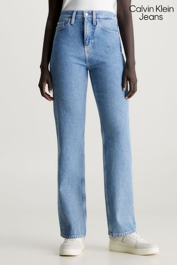 Calvin Klein Jeans Blue High Rise Straight Jeans (Q85654) | £90