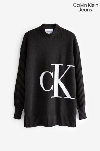 Calvin Klein Jeans Black Blown Up Logo Sweater (Q85666) | £120