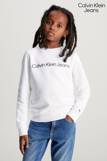 Calvin Klein Jeans Kids Logo White Sweatshirt (Q85668) | £50