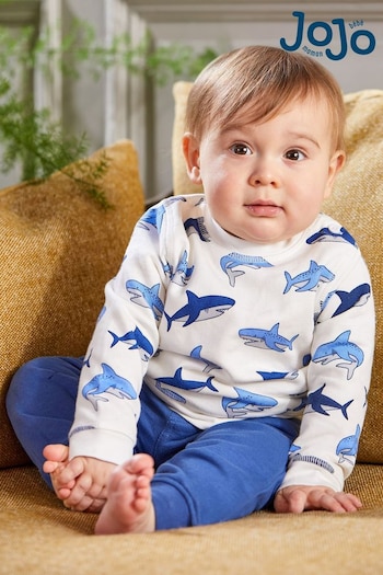 JoJo Maman Bébé Ecru 2-Piece Shark Sweatshirt & Joggers Set (Q85716) | £30