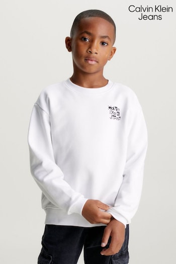 Calvin Klein Jeans Grid White Sweatshirt (Q85719) | £60