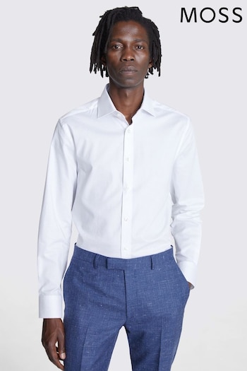 MOSS Tailored Fit White Dobby Stretch Shirt (Q85784) | £40