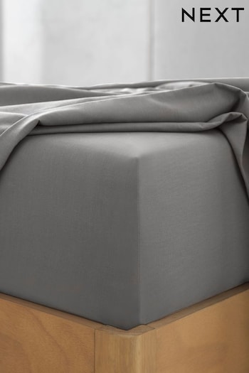 Grey 144 Thread Count 100% Cotton Deep Fitted Sheet (Q85786) | £11 - £18