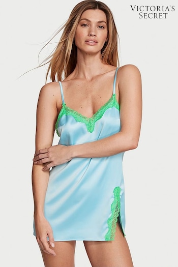Victoria's Secret Cool Down Blue Satin Slip Dress (Q85893) | £45