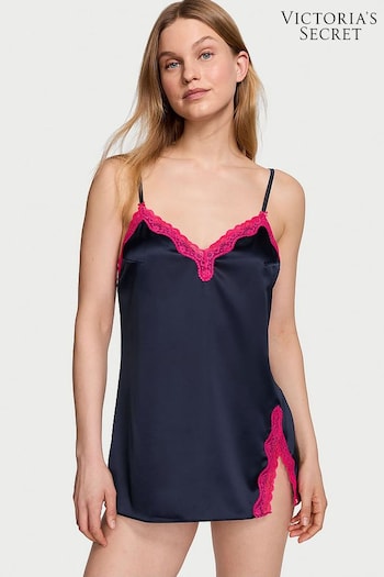 Victoria's Secret Noir Navy Blue Satin Slip Dress (Q85897) | £45