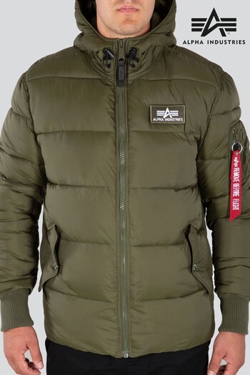 Alpha Industries Green Hooded Puffer Jacket (Q85929) | £245