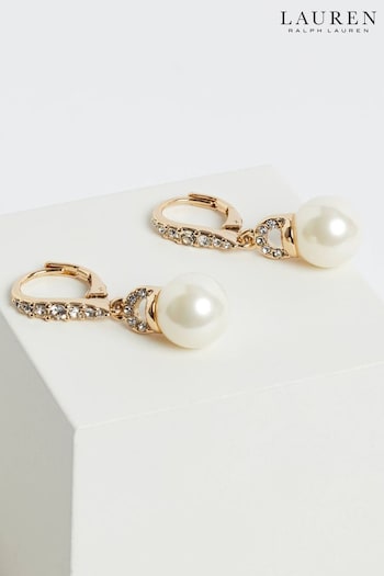Lauren Ralph Lauren Gold & Crystal Pearl Drop Earrings (Q85946) | £40