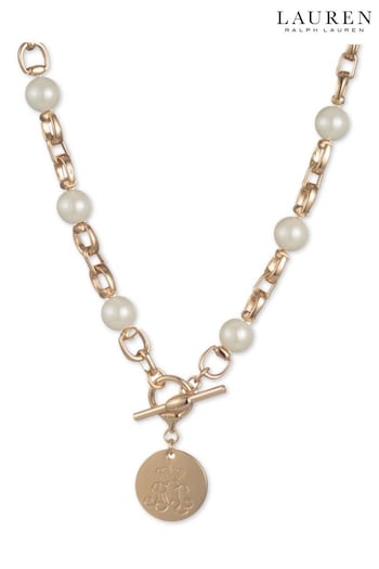 Lauren Ralph Lauren Gold Tone & Pearl Link Pendant (Q85985) | £75