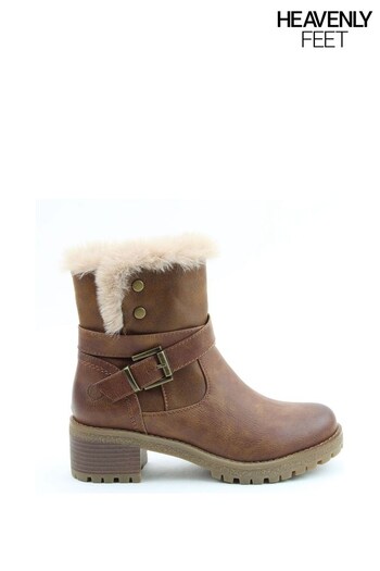 Heavenly Feet Ladies Vegan Friendly Brown Mid Boots (Q85996) | £58