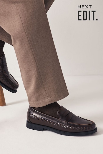 Brown Edit Penny Loafers Shoes (Q86012) | £40
