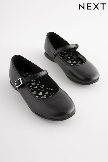 Matt Black Standard Fit (F) Leather Mary Jane School Shoes (Q86075) | £26 - £33