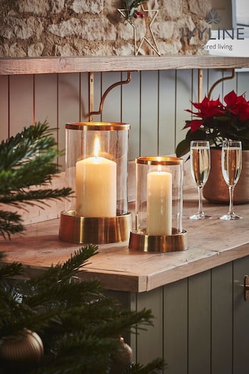 Ivyline Brass Christmas Hampton Hurricane Lantern (Q86094) | £70