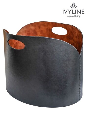Ivyline Black Christmas Faux Leather Log Bucket (Q86103) | £90