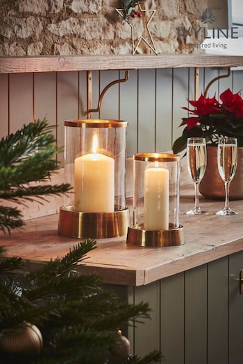 Ivyline Brass Christmas Hampton Hurricane Lantern (Q86139) | £50