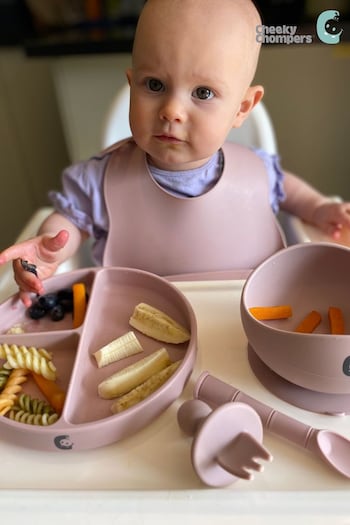 Cheeky Chompers Pink Silicone Baby Weaning Gift Set (Q86159) | £35