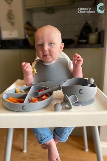 Cheeky Chompers Blue Silicone Textured Weaning Gift Set (Q86160) | £35