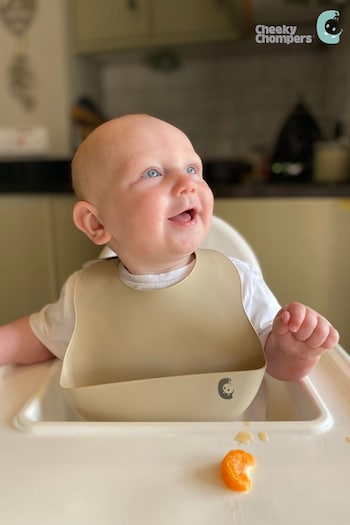 Cheeky Chompers Natural Cheeky Chompers Natural Silicone Baby Feeding Bibs 2 Pack (Q86199) | £15