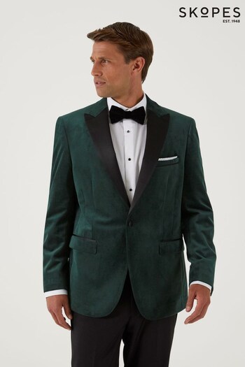 Skopes Jive Emerald Green Tailored Fit Velvet Jacket (Q86205) | £129