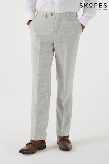 Skopes Adwell Ecru Grey Check Tailored Fit Suit Trousers (Q86207) | £74