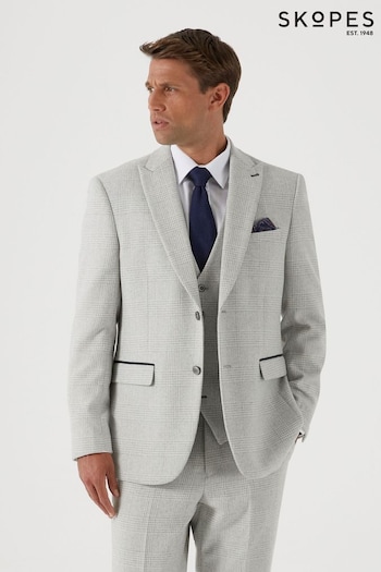 Skopes Adwell Ecru Grey Check Tailored Fit Suit Jacket (Q86219) | £135