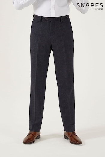 Skopes Aiken Navy Blue Check Tailored Fit Suit Trousers (Q86224) | £74