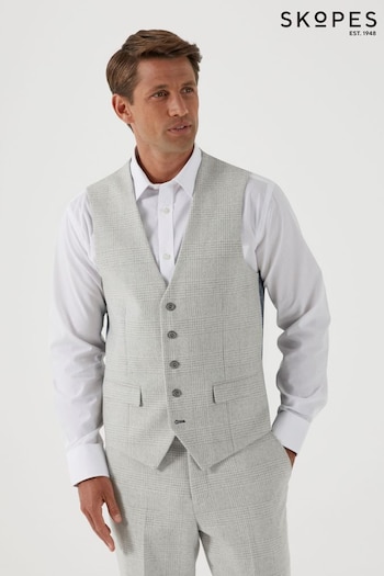 Skopes Adwell Ecru Grey Check Suit Waistcoat (Q86236) | £65