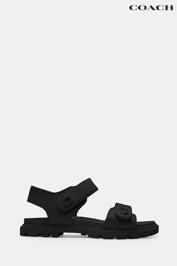 COACH Brynn Leather Black Sandals (Q86237) | £195