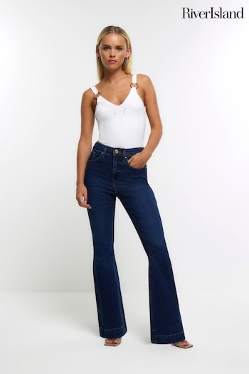 River Island Blue Flare Fit Petite High Waisted Jeans (Q86342) | £48