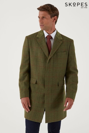 Skopes Oswin Green Herringbone Check Coat (Q86389) | £199