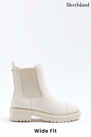 River Island Cream Wide Fit Chelsea Boots (Q86390) | £45