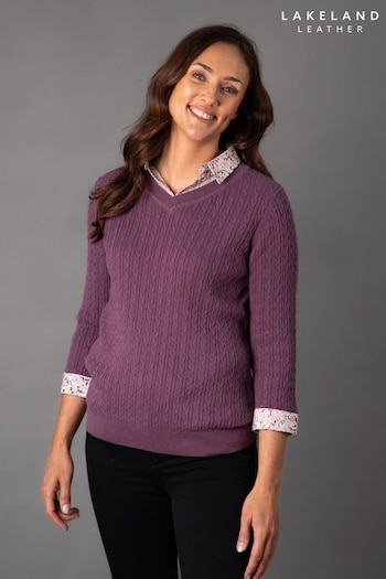 Lakeland Leather Purple Thea 2 in 1 Shirt Jumper (Q86432) | £40