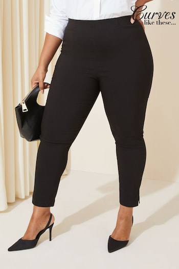 Curves Like These Black Pull On Bengaline Trousers (Q86465) | £28