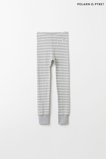 Polarn O. Pyret Grey Organic Cotton Striped Leggings (Q86479) | £22